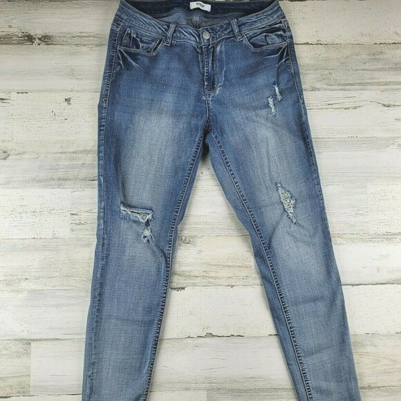 Kensie Jeans Womens Size 4/27 (28x26)Skinny Knockout Mid Rise Distressed Stretch - Picture 1 of 10